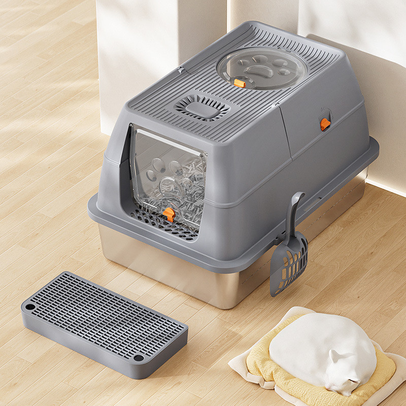 全封闭不锈钢猫砂盆51