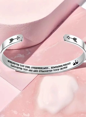 工厂 C形开口 WHOSE DAUGHTER MOTHER钛钢手镯皇冠励志手镯环