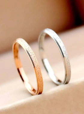 ing风潮钛钢戒指女 韩版流行不褪色磨砂情侣戒 爆款饰品