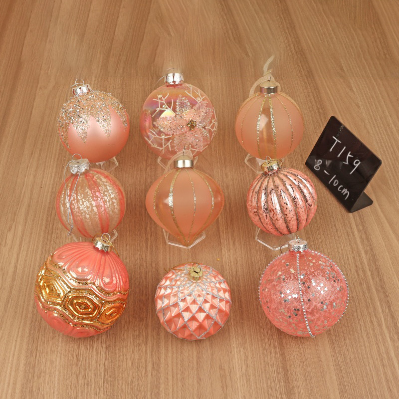 圣诞装饰用品8-10CM玻璃彩绘球创意挂饰圣诞树场景布置玻璃球挂件