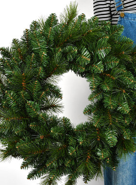 圣诞节装饰花环40/60/90CM绿色PVC花圈门挂墙饰橱窗布置红果花环