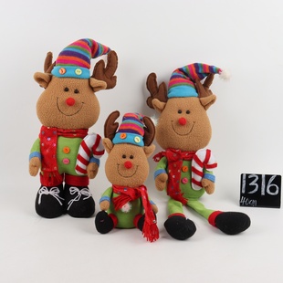 圣诞节装饰品布艺圣诞雪人麋鹿老公公精灵公仔玩偶橱窗布置摆件