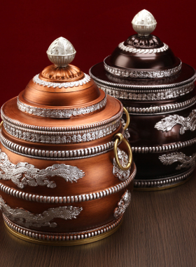 藏式尼泊尔吉祥红铜合金复古摆件