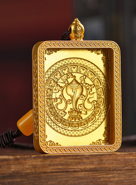 西藏手绘唐卡盒子吊坠小盒情侣项坠吊坠礼物盒平安盒赠送绳子配件