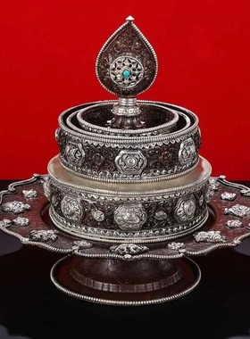 尼泊尔曼扎盘铜修盘八吉