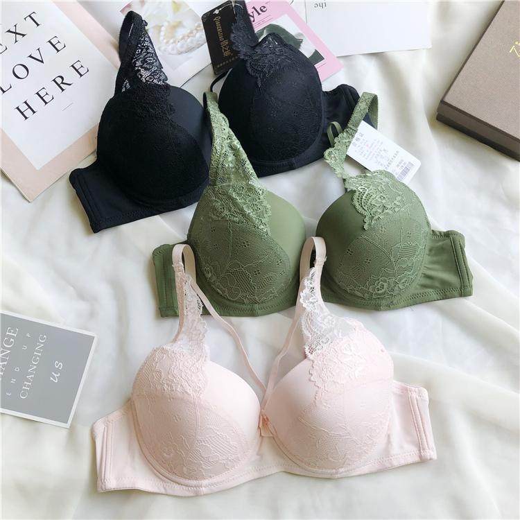 送内裤 加大码胖MM200斤蕾丝性感内衣聚拢大胸丰满上托文胸薄款夏