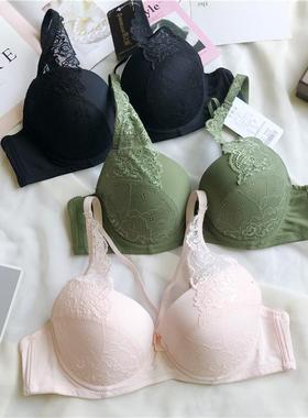 送内裤 加大码胖MM200斤蕾丝性感内衣聚拢大胸丰满上托文胸薄款夏