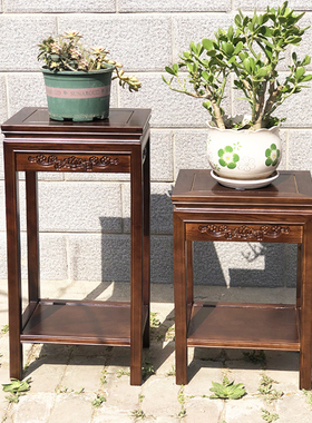 中式实木边桌长方形底座简约沙发边几角几客厅奇石茶几盆景花架几