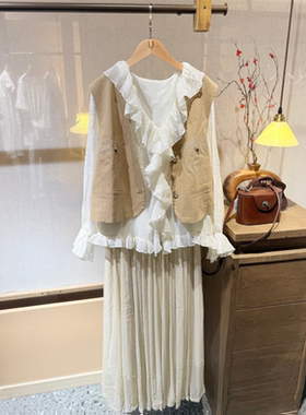 木家正品马甲衬衫半身裙三件套女