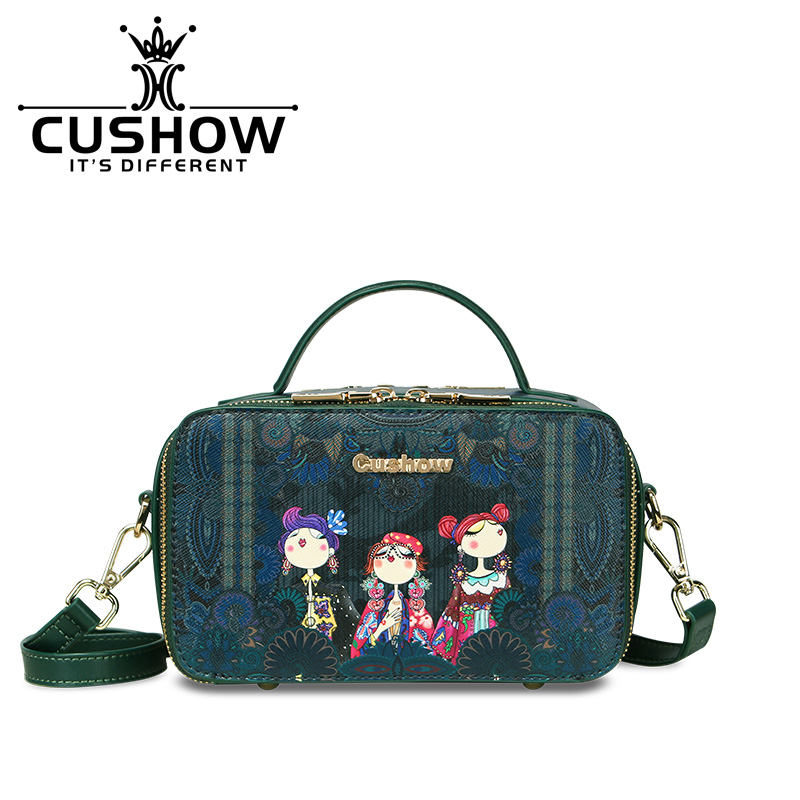 卡秀设计牛皮新款宽带斜挎小方包