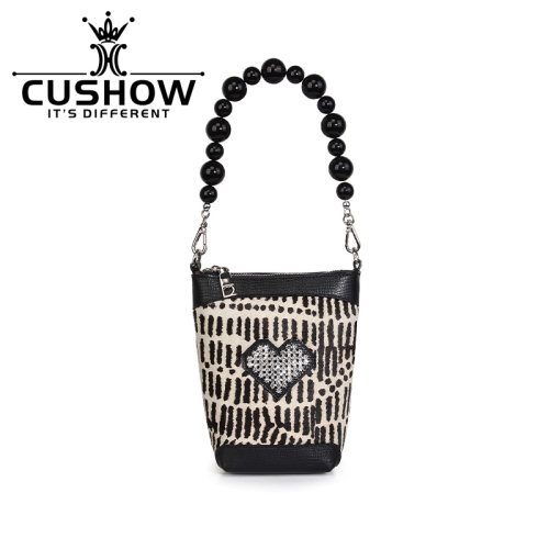 卡秀镶钻头层牛皮单肩斜挎女包