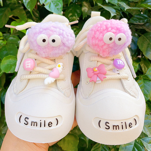 鞋带配饰卡通可爱小煤球毛绒适配ouder鞋子上面diy装饰卡扣花秋冬