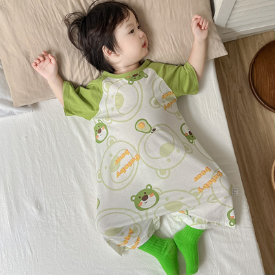 儿童连体睡衣薄款夏季防踢被