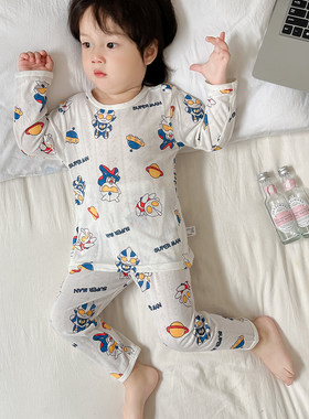 儿童睡衣竹纤维薄内衣套装家居服