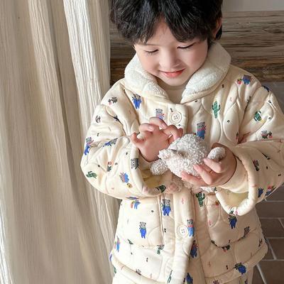 秋冬季新款夹棉儿童保暖家居服