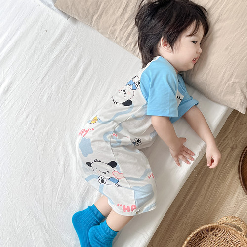 儿童连体防踢短袖睡袋