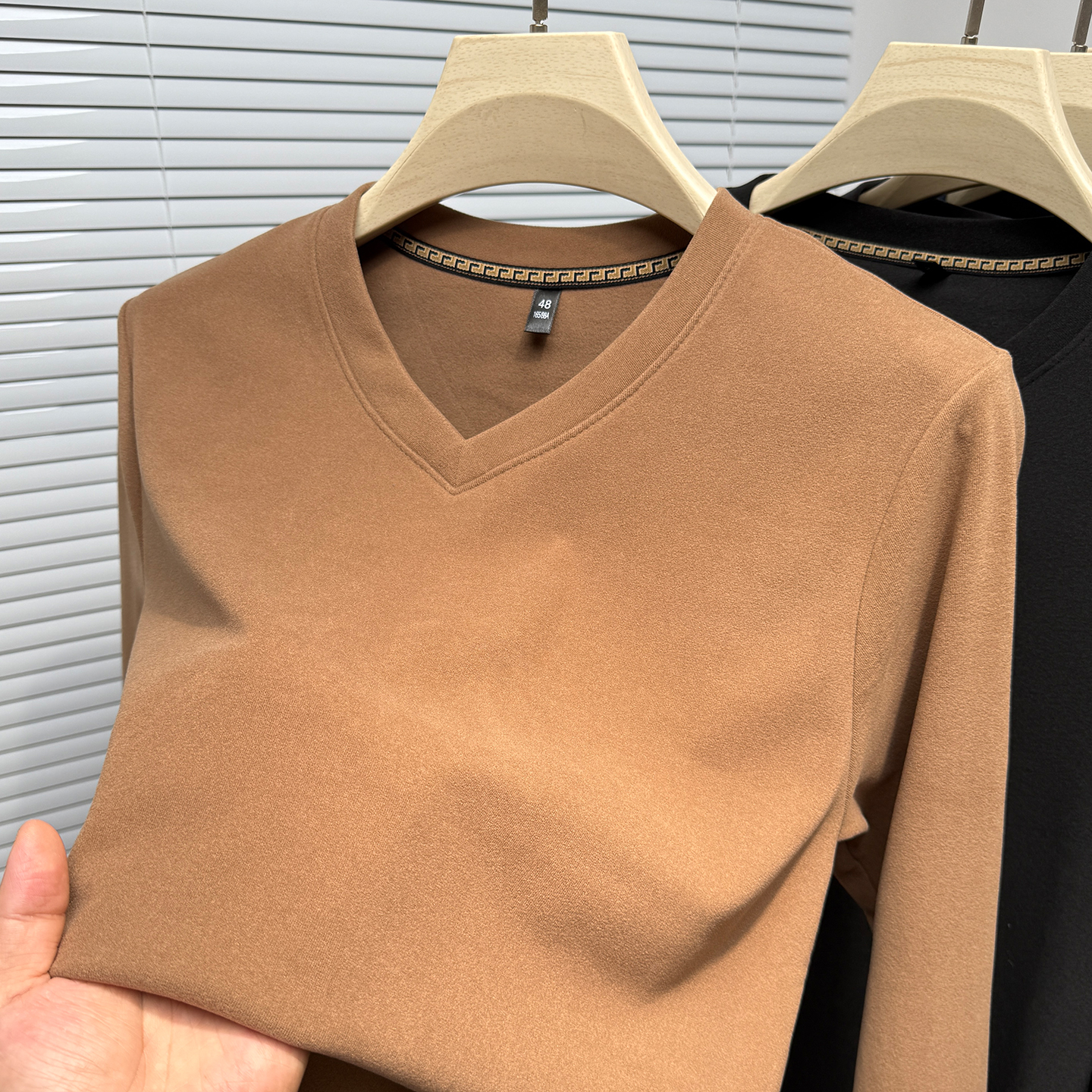 双面德绒长袖打底衫男修身保暖T