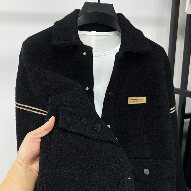 短款呢子大衣男秋冬季加厚外套潮