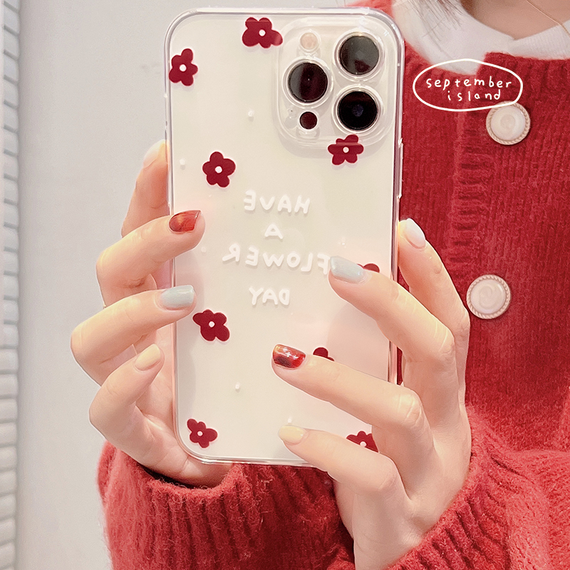 软胶壳苹果14原创花朵