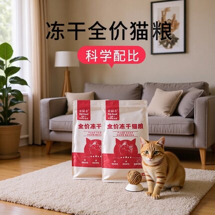 猫粮鸡肉三文鱼全价冻干双拼猫粮猫咪食品高蛋白成猫幼猫宠物主粮
