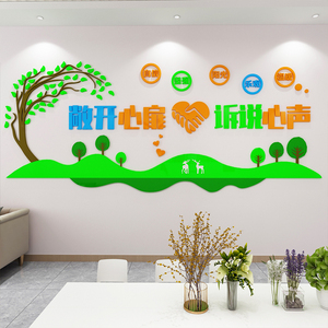 心理辅导咨询室文化墙面装饰标语学校医院心灵驿站宣传墙贴画布置