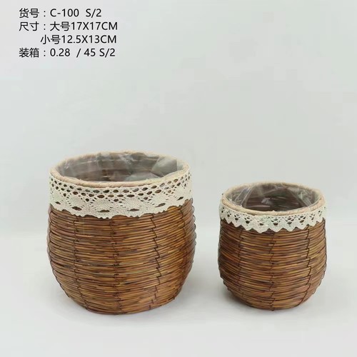 仿藤手工编织花篮年宵花篮