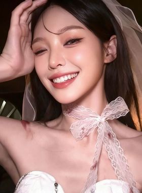 万圣节cos鬼新娘装扮蕾丝边蝴蝶结颈链choker哥特风网纱颈带项链