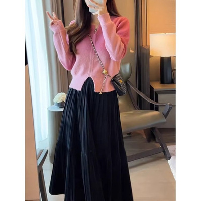 春装女款2025年新款减龄裙子开春穿搭一整套半裙两件套春秋套装