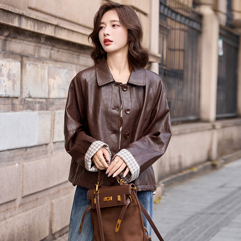 时髦风小个子皮衣外套2025秋季新款女装休闲百搭短款pu夹克上衣