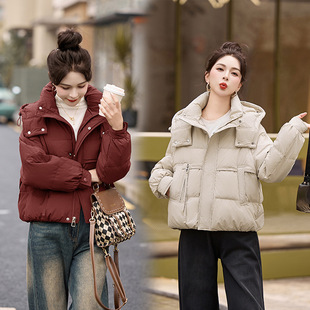 短款羽绒服女冬季2025新款韩系连帽小个子宽松加厚保暖羽绒服外套