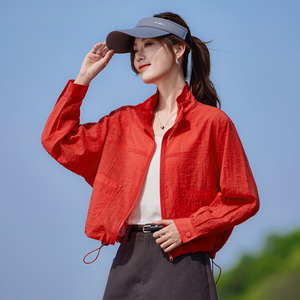 立领抽绳防晒衣外套女薄款2026夏季新款休闲宽松显瘦上衣GE62341