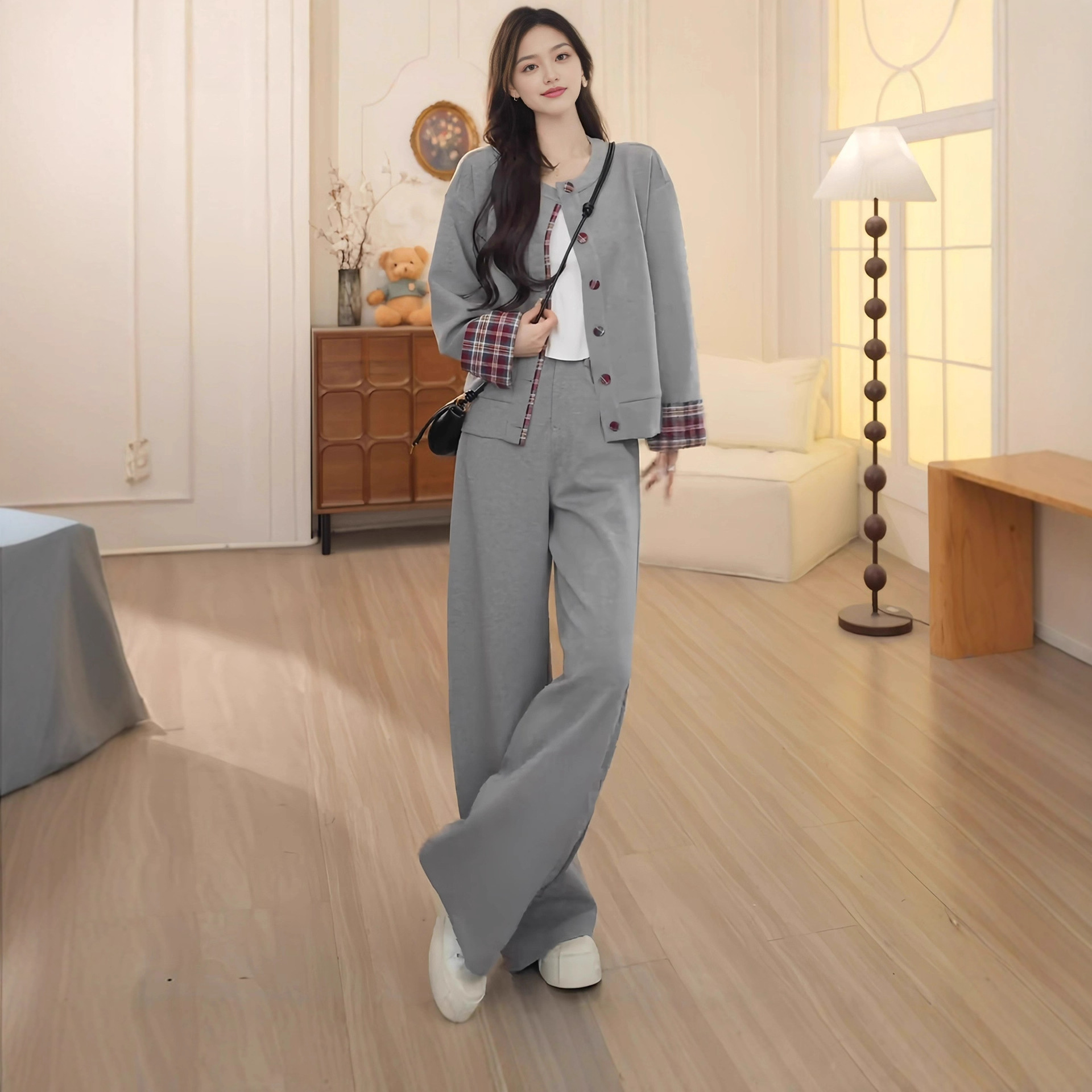 巨好看的早秋一整套时尚减龄洋气高级感卫衣阔腿裤休闲运动两件套