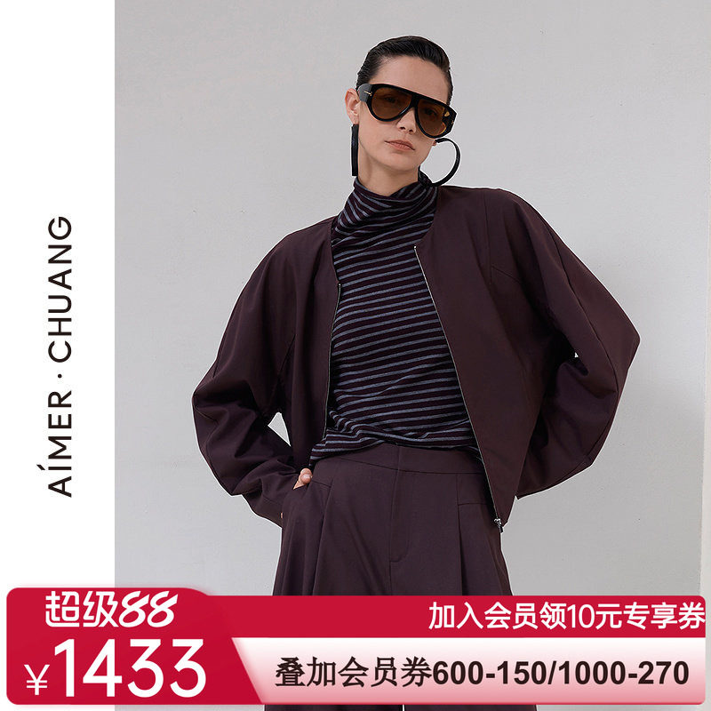 爱慕·CHUANG无尘2秋冬女士含羊毛休闲圆领长袖短外套CA811971