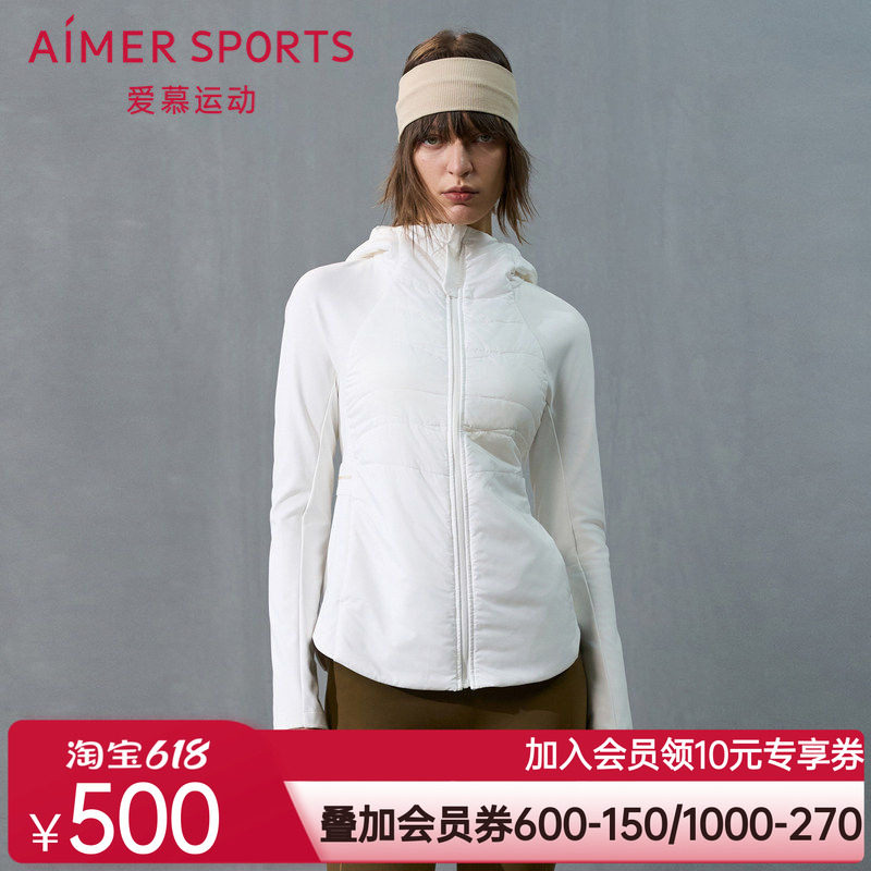 爱慕运动秋日向暖24秋冬女士外穿带帽拉链薄棉服AS144T61