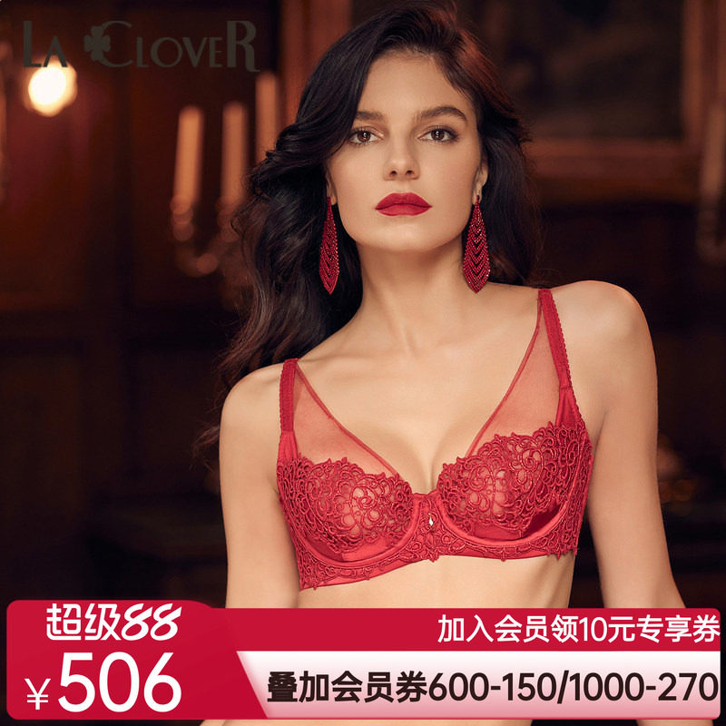 【新品】LACLOVER兰卡文璀璨流光4/4薄杯文胸薄款蕾丝内衣LC13TR1