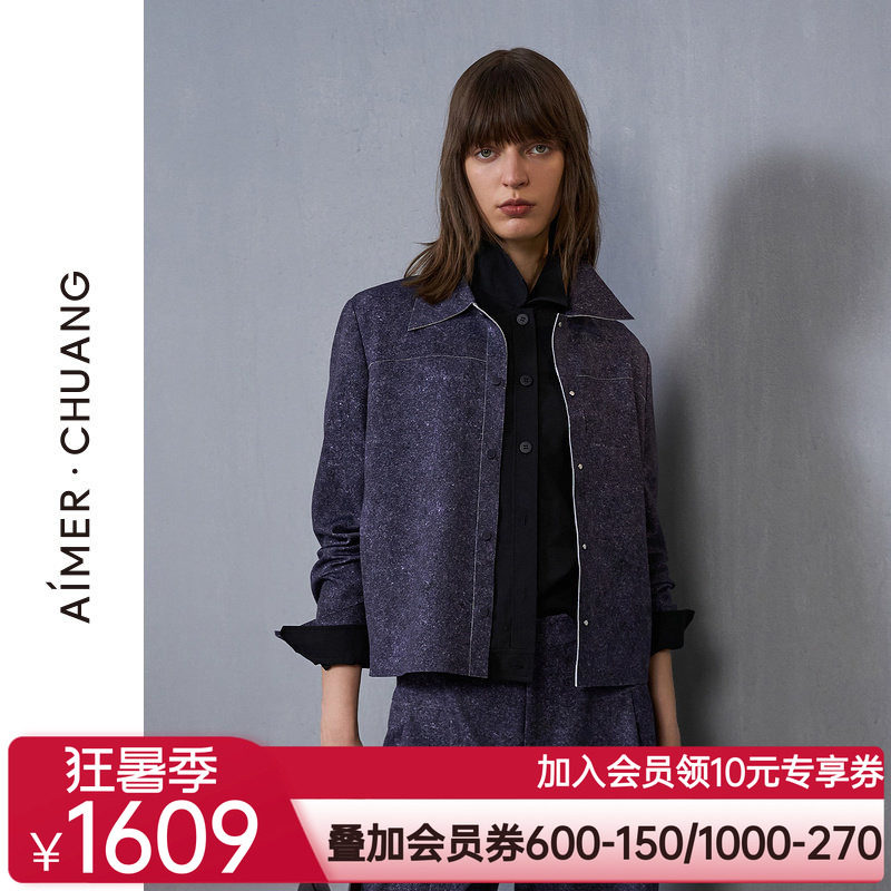 爱慕·CHUANG穿梭7外穿女士秋冬双面布牛仔印花夹克外套CA811432