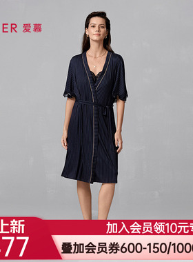爱慕追光2025春夏睡衣女莫代尔柔软舒适短袖中长睡袍AM48A711