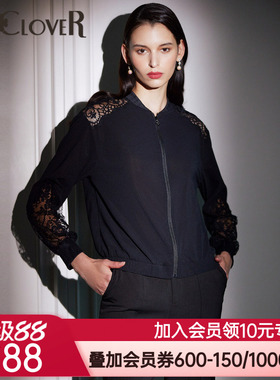 【新品】LACLOVER兰卡文蕾丝轻时装拉链长袖上衣可外穿LC81UE4