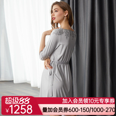 【新品】LACLOVER兰卡文Lovestory系列莫代尔纤维中长睡裙LC44SC1