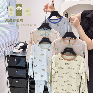 男女童秋衣秋裤套装宝宝新款纯棉弹力睡衣儿童卡通家居服保暖内衣