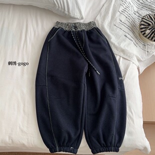 儿童宽松直筒裤 男童加绒束脚裤 牛仔裤 潮款 160 130 柔软不掉色