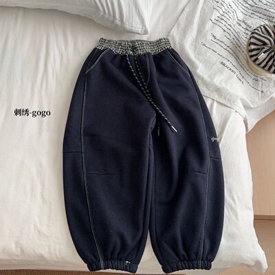 【柔软不掉色】男童加绒束脚裤儿童宽松直筒裤牛仔裤潮款130 160