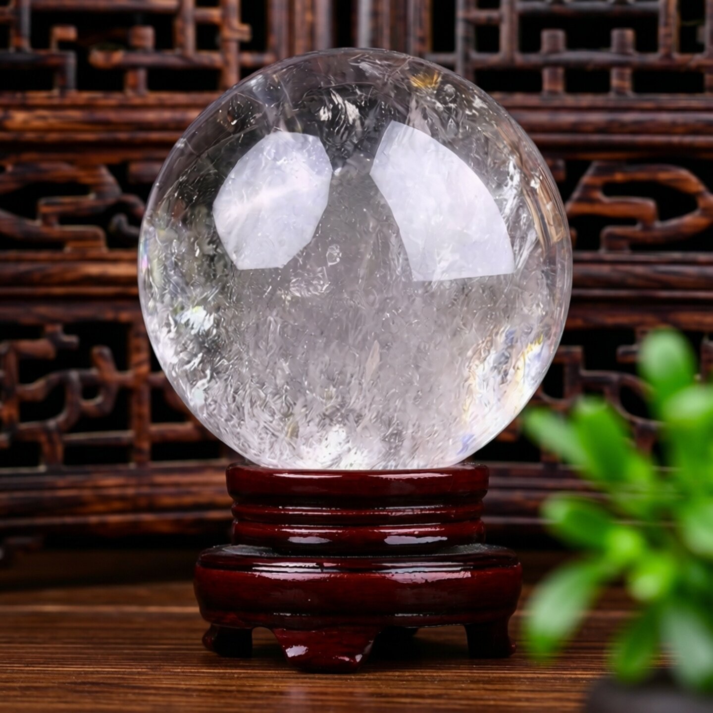 正品天然白水晶球摆件居家客厅玄关装饰办公观赏石开业原石打磨