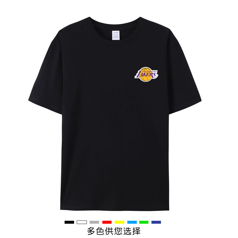 出场服湖人队教练短袖T恤詹姆斯东契奇里弗斯篮球服圆领衣服夏季