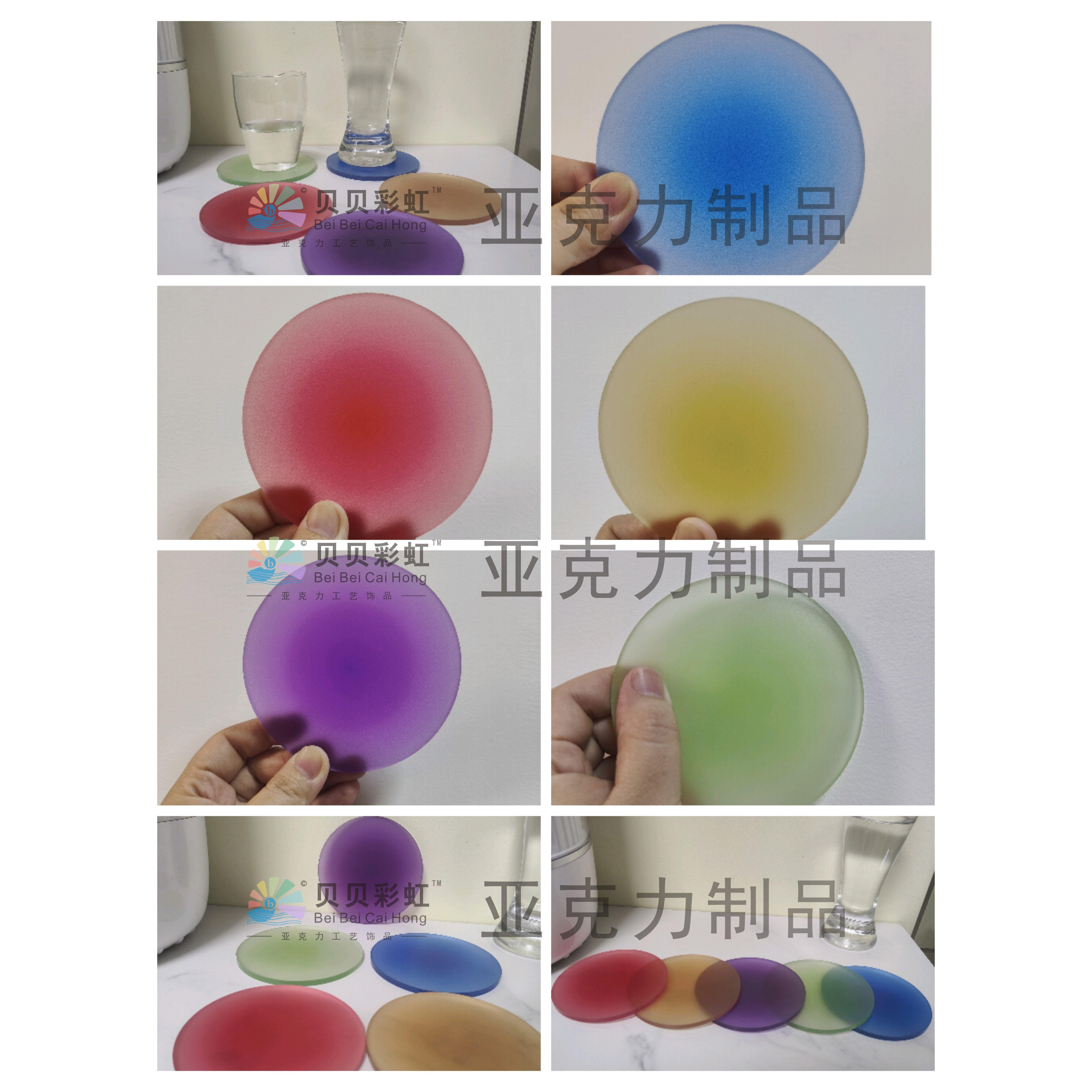 亚克力杯垫透明磨砂渐变石头纹隔热餐垫拍照道具个性定制装饰摆件