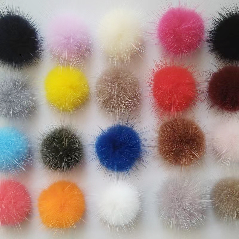 高密水貂毛球美天水貂真毛50个