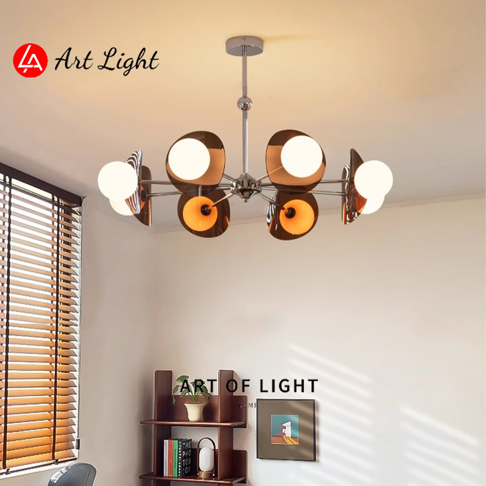 包豪斯客厅吊灯复古设计师款茶色魔豆灯法式中古氛围感玻璃卧室灯