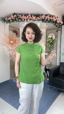 X6181夏季新款时尚文艺碎花短袖衬衫女宽松遮肉凉感大码上衣百搭