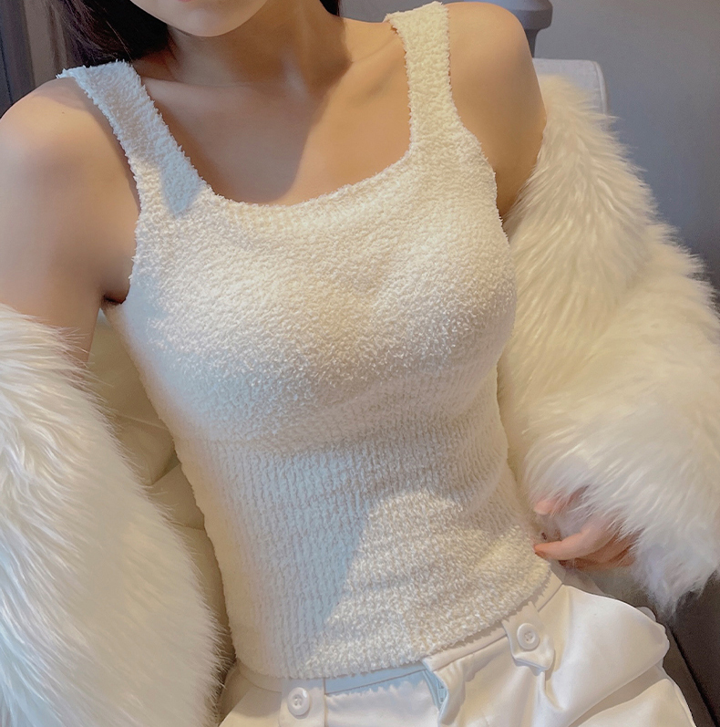 【B站专属减50】奶呼呼羊羔绒保暖背心吊带打底加胸垫一体式加厚