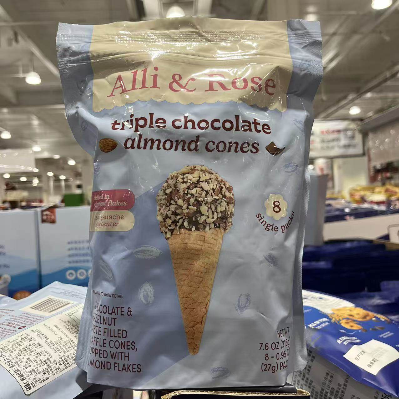 开市客代购 泰国进口 扁桃仁碎威化筒三重巧克力27g*8 香浓巧克力